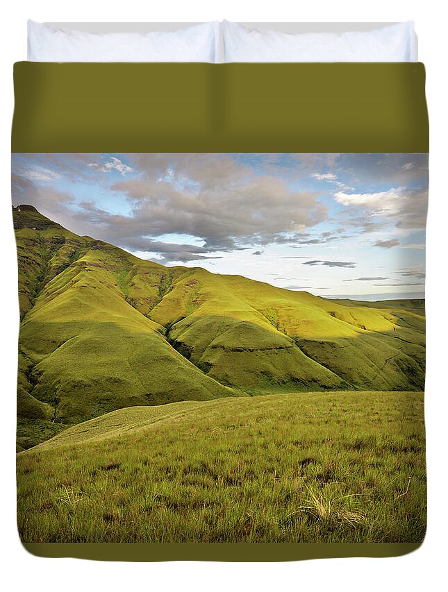 Dawn Duvet Cover featuring the photograph Dawn Light On Drakensberg Mountain by Emil Von Maltitz