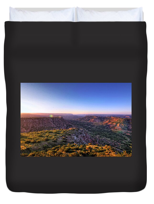 Scenics Duvet Cover featuring the photograph Daybreak Over Palo Duro Canyon by Robert W. Hensley