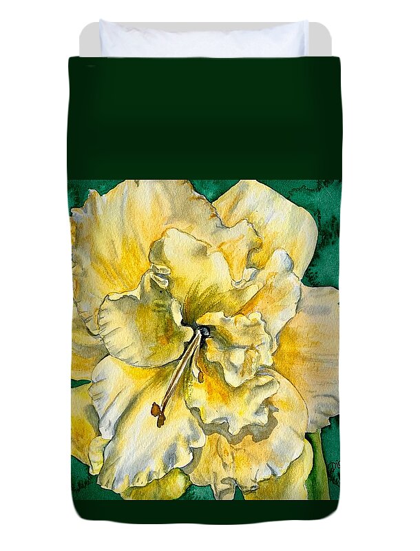  Duvet Cover featuring the painting Daylily Y by Diane Ziemski