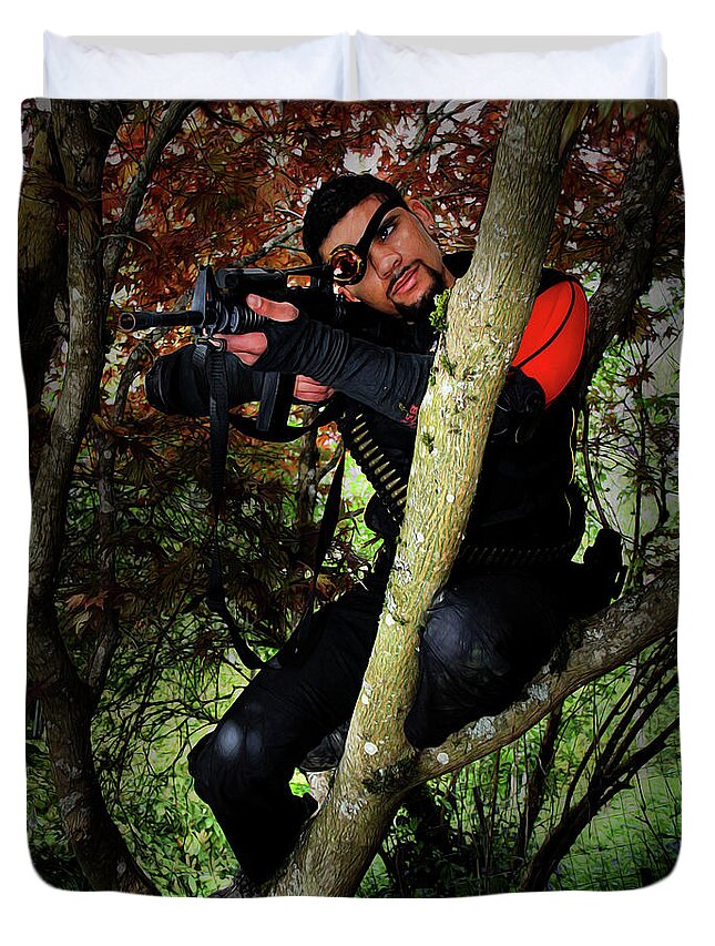 Deadshot Duvet Cover featuring the photograph Deadshot by Jon Volden