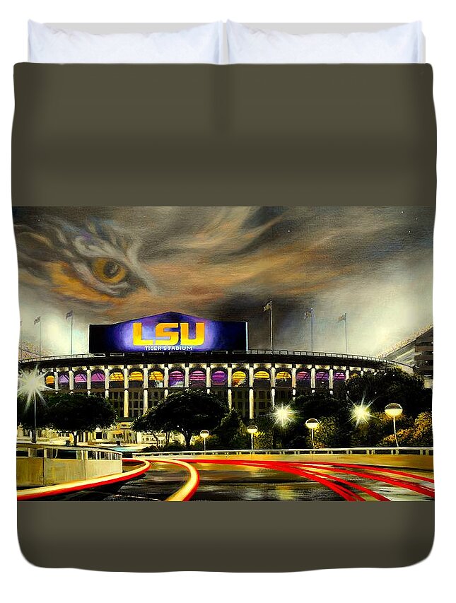 Art Duvet Cover featuring the painting Death Valley Game Time by Mike Roberts