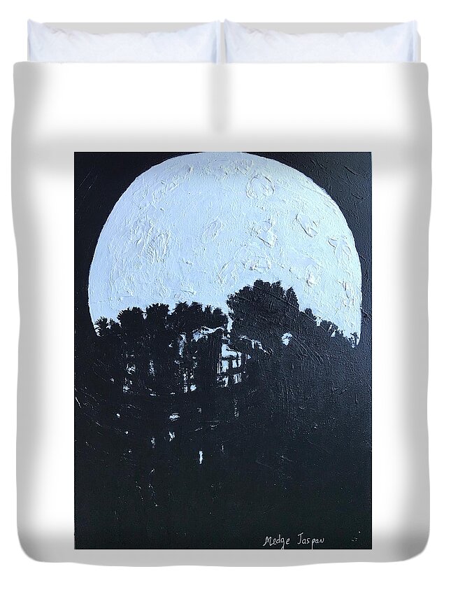 Moon Duvet Cover featuring the painting December 21st by Medge Jaspan