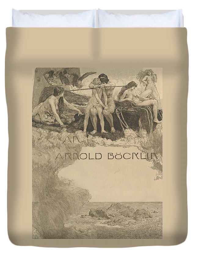 19th Century Art Duvet Cover featuring the relief Dedication by Max Klinger