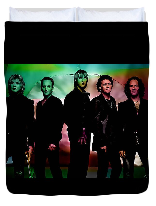 Def Leppard Photographs Duvet Cover featuring the mixed media Def Leppard by Marvin Blaine