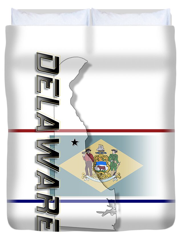 Delaware Duvet Cover featuring the digital art Delaware State Vertical Print by Rick Bartrand