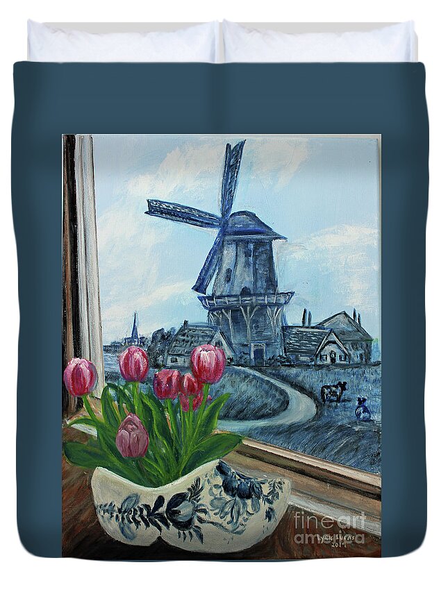 Still Life Duvet Cover featuring the painting Delft Days by Lyric Lucas