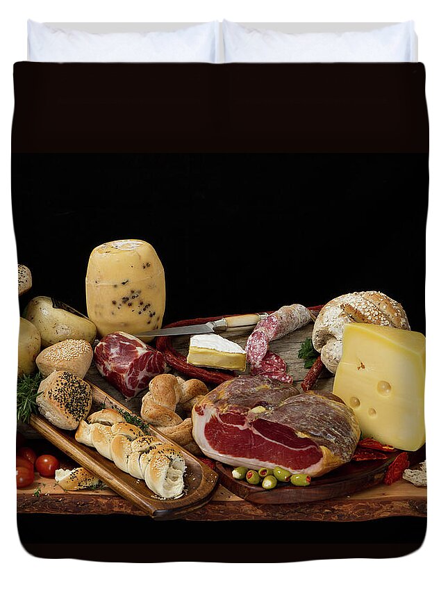 Cheese Duvet Cover featuring the photograph Delicious Typical Argentinean Antipasto by Ruizluquepaz