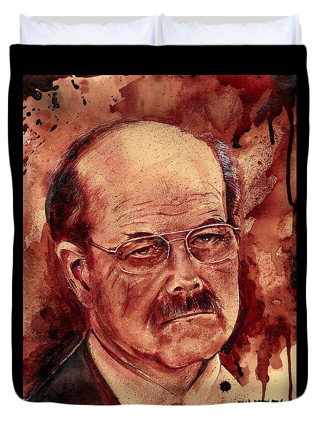 Ryan Almighty Duvet Cover featuring the painting DENNIS RADER BTK port dry blood by Ryan Almighty