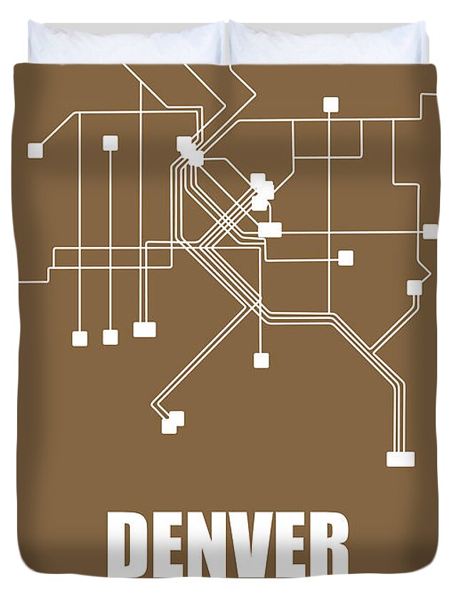 Denver Duvet Cover featuring the photograph Denver Subway Map 2 by Naxart Studio