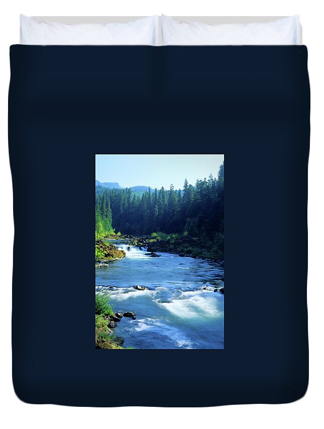 Scenics Duvet Cover featuring the photograph Deschutes River, Oregon, August by Lawrencesawyer