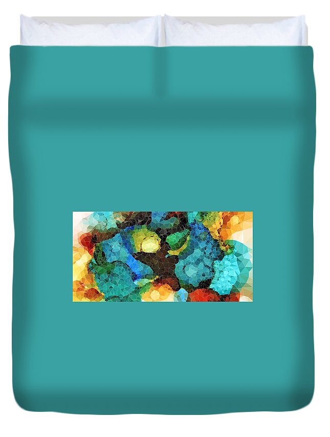 Abstract Duvet Cover featuring the mixed media Design 113 by Lucie Dumas