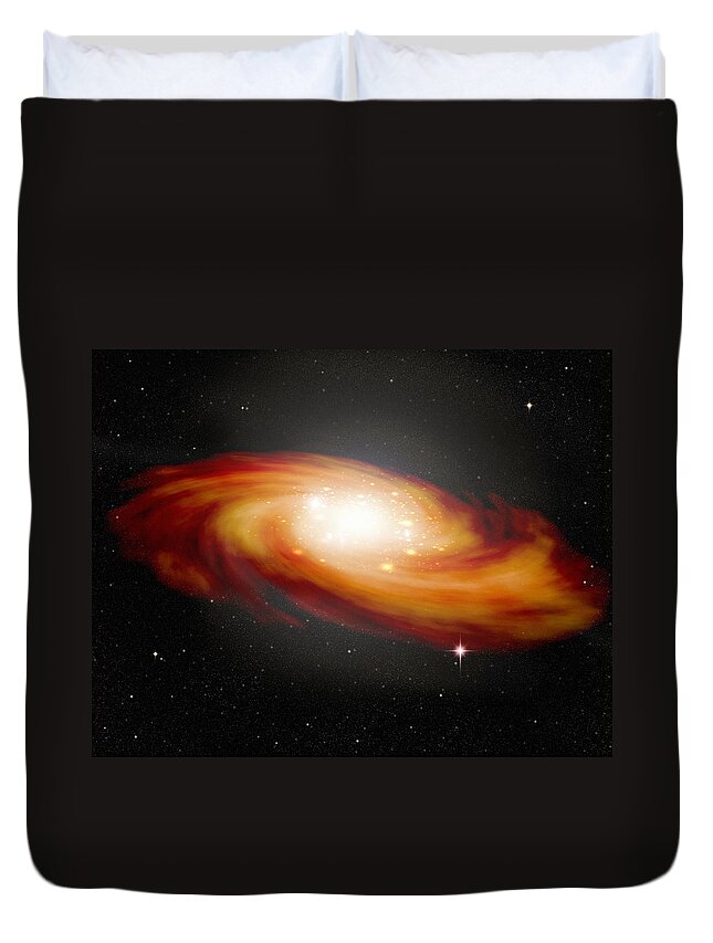 Orange Color Duvet Cover featuring the digital art Digital Illustration Of A Spiral Galaxy by Photodisc