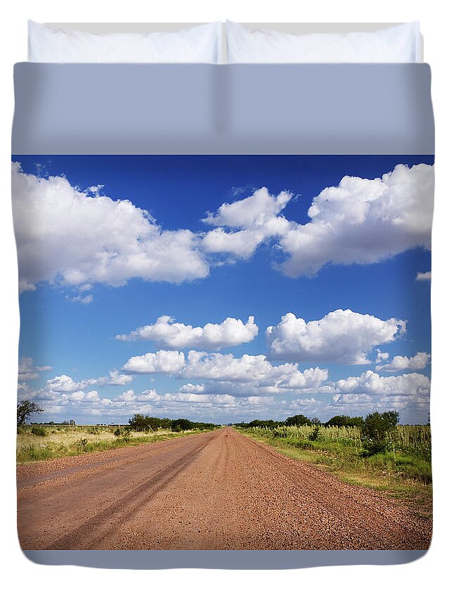 Latin America Duvet Cover featuring the photograph Dirt Road And Puffy Clouds by Jeremy Woodhouse