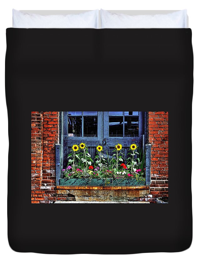 Toronto Duvet Cover featuring the photograph Distillery Flower Box by Images By Martin Pinker
