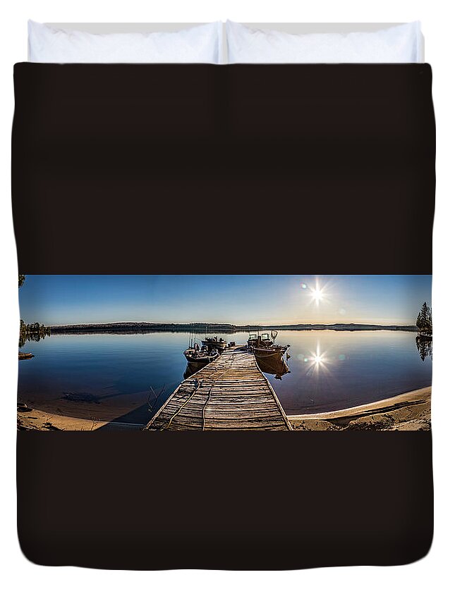Dog Lake Duvet Cover featuring the photograph Dog Lake Panorama by Joe Holley