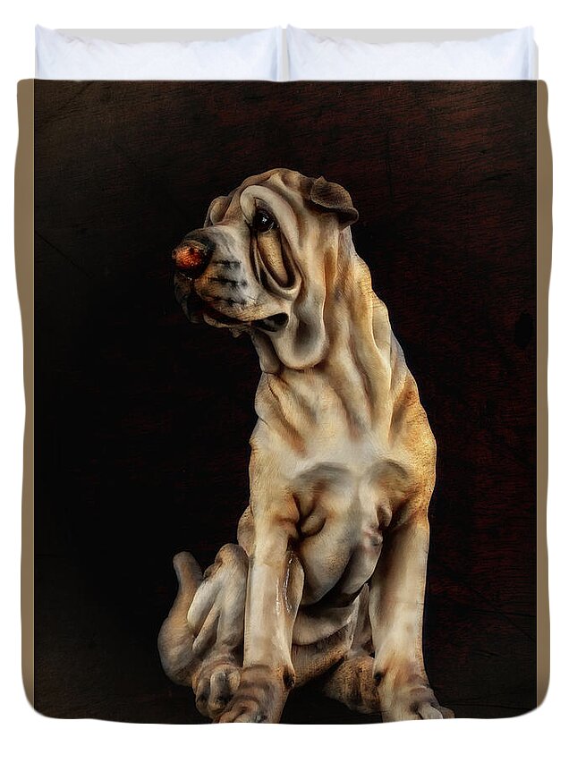 Dog Portrait Duvet Cover featuring the digital art Dog portrait 63 by Kevin Chippindall