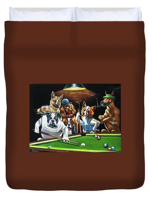 Dogs Playing Pool After Original By Coolidge Duvet Cover Dogs Playing Pool After Original By Coolidge Duvet Cover