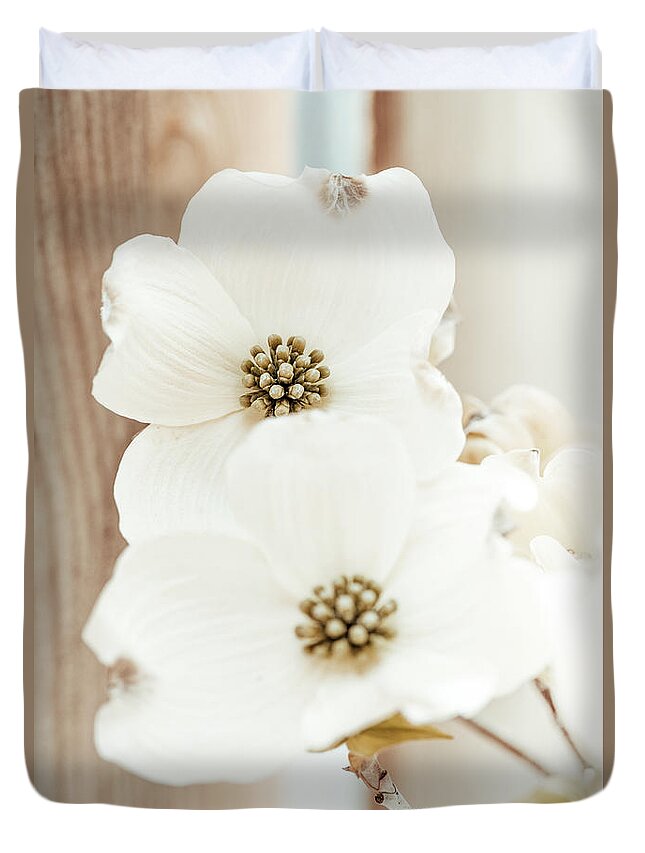 Flowers Duvet Cover featuring the photograph Dogwood Duo by Philippe Sainte-Laudy