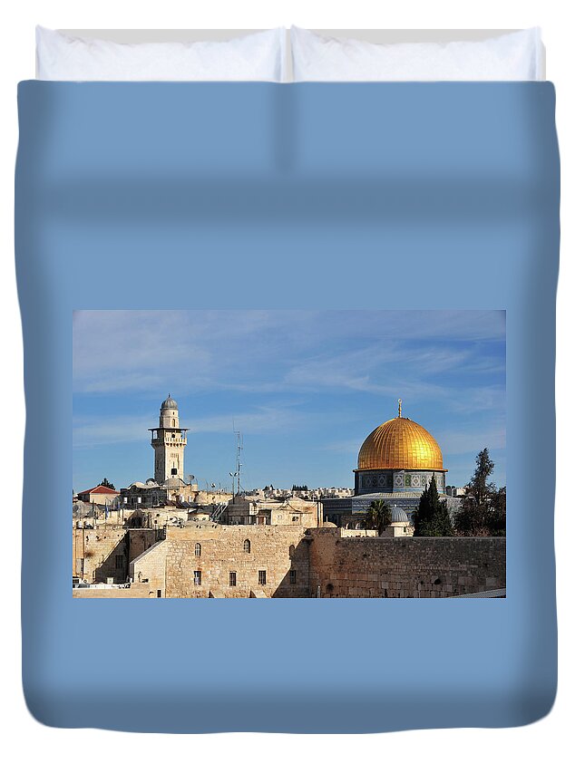 Dome Of The Rock Duvet Cover featuring the photograph Dome Of The Rock Jerusalem by Stevenallan