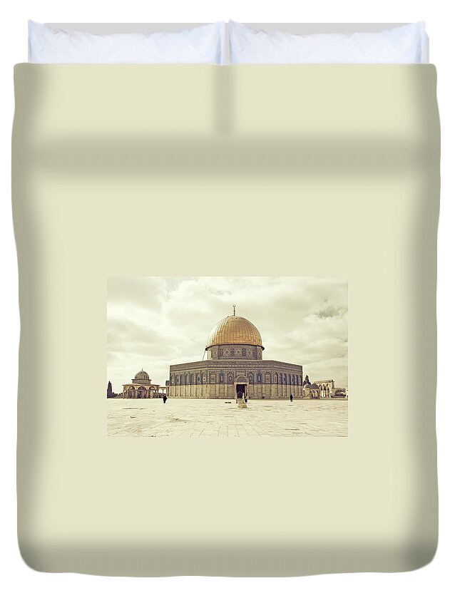 Problems Duvet Cover featuring the photograph Dome Of The Rock by Simon Podgorsek