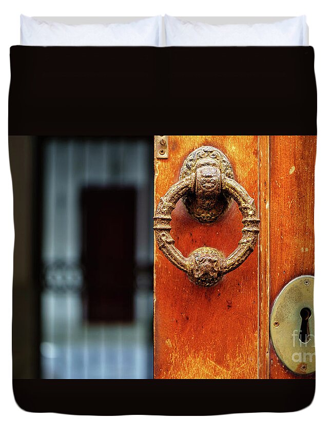 Handle Duvet Cover featuring the photograph Door Knocker Cadiz by Pablo Avanzini
