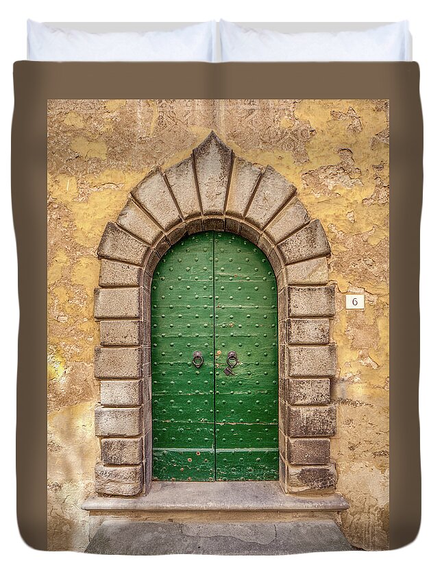 Tuscany Duvet Cover featuring the photograph Door Six of Cortona by David Letts