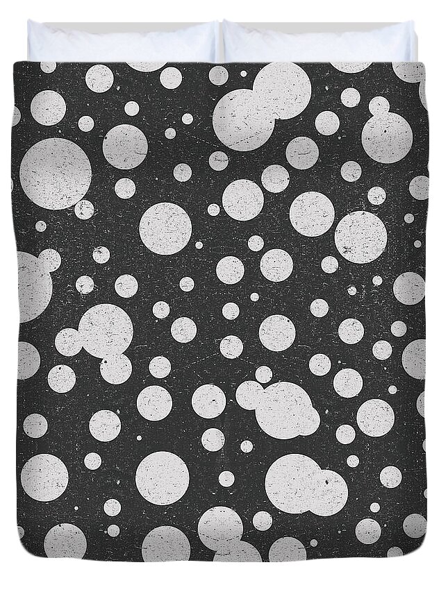 Dots Pattern Duvet Cover featuring the mixed media Dots Pattern 3 - Black, Grey - Ceramic Tile Pattern - Surface Pattern Design - Mediterranean Pattern by Studio Grafiikka