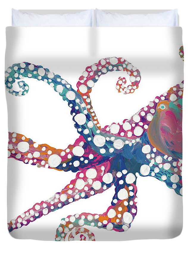 Octopus Duvet Cover featuring the painting Dotted Octopus II by Gina Ritter