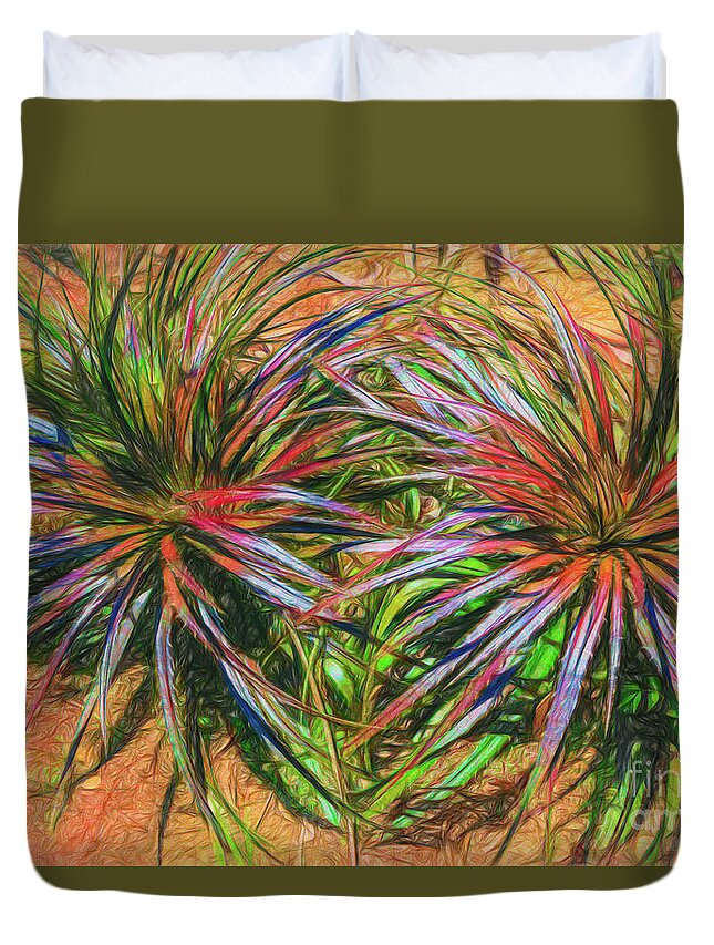 Gardens Duvet Cover featuring the photograph Double Rainbow Succulent by Roslyn Wilkins