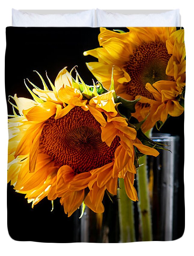 Sunflower Duvet Cover featuring the photograph Double the Joy by Maggie Terlecki