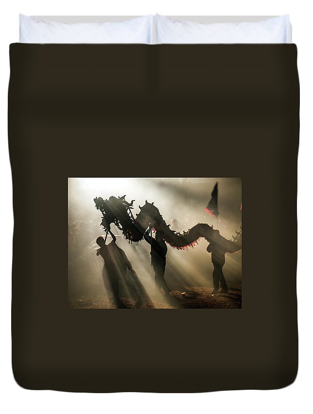 Chinese Culture Duvet Cover featuring the photograph Dragon Bombing Festival by Ivan