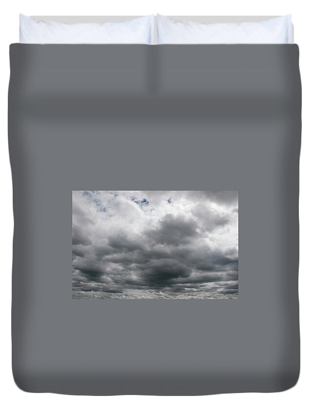 Scenics Duvet Cover featuring the photograph Dramatic Ominous Sky Dark Gray Storm by Wepix