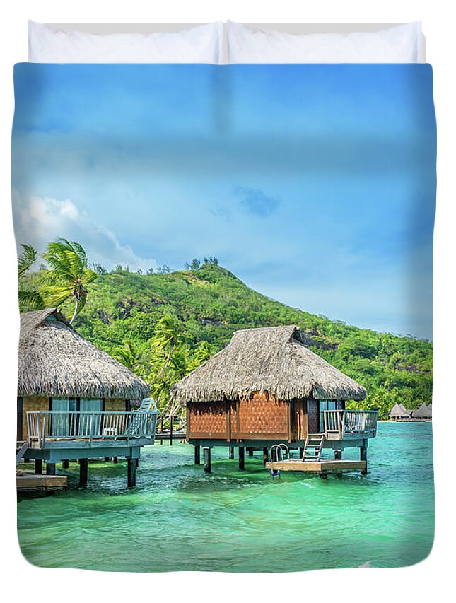 Standing Water Duvet Cover featuring the photograph Dream Holiday Luxury Resort, Tahiti by Mlenny