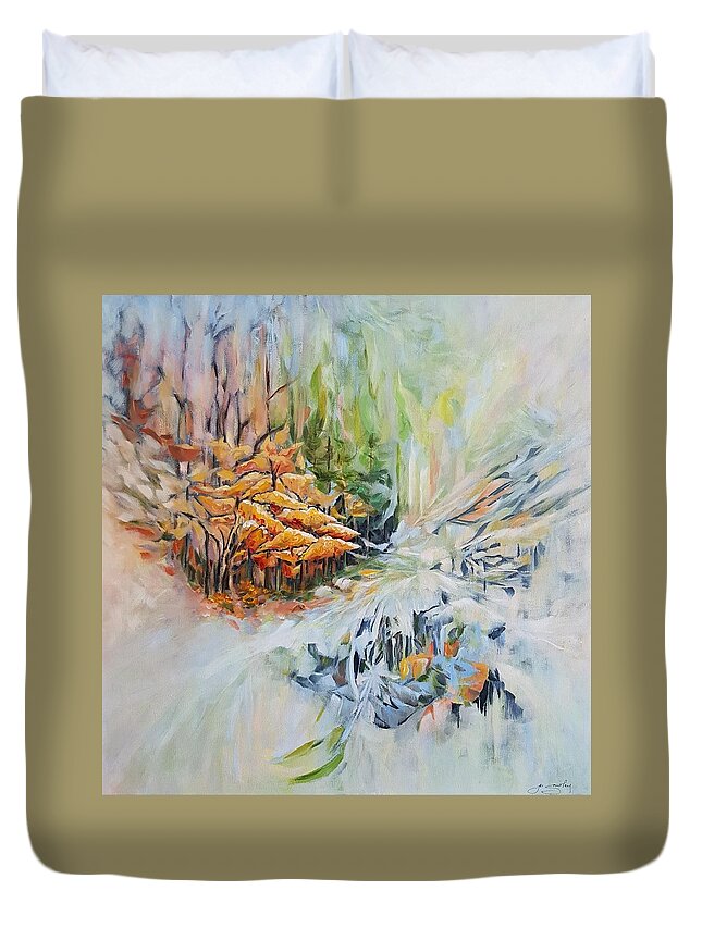Abstract Duvet Cover featuring the painting Dreamland by Jo Smoley