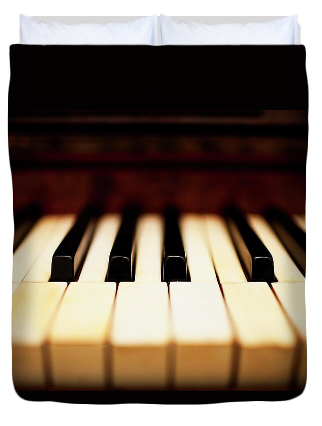 Piano Duvet Cover featuring the photograph Dreamy Piano Keys by Rapideye