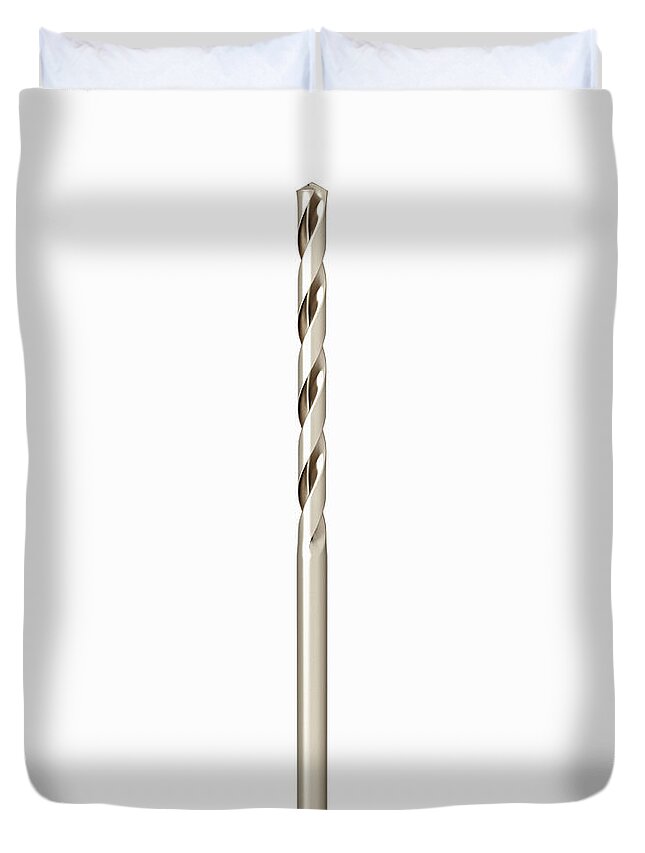 White Background Duvet Cover featuring the photograph Drill Bit by Burazin