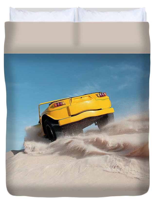 Dust Duvet Cover featuring the photograph Driving On Sand, Jericoacoara, Brazil by Tunart