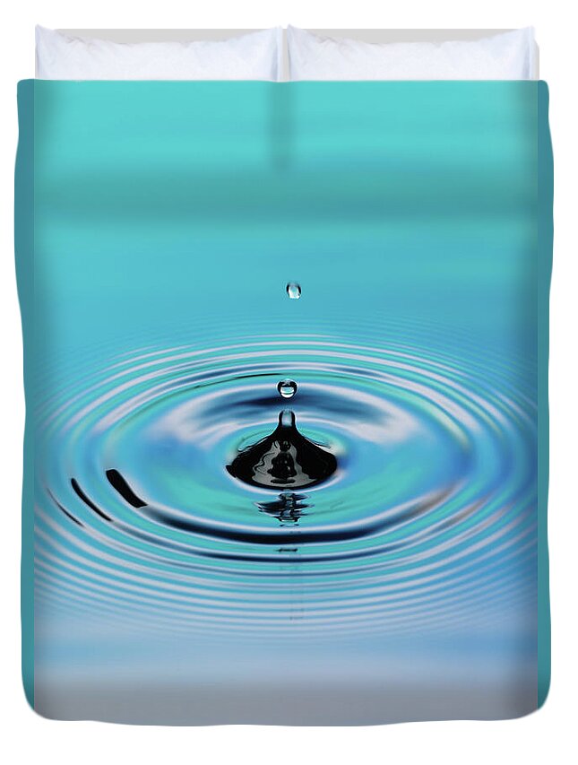 Part Of A Series Duvet Cover featuring the photograph Drop Of Water Splashing And Rippling by Digital Vision.