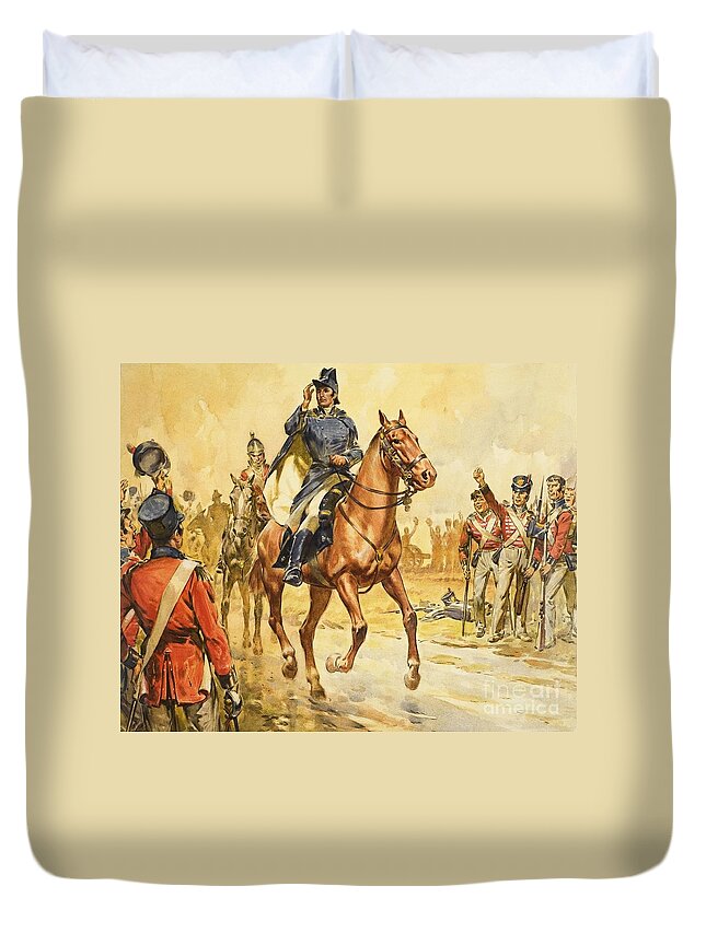 Duke Of Wellington Rallying His Troops Duvet Cover featuring the painting Duke Of Wellington Rallying His Troops by James Edwin Mcconnell
