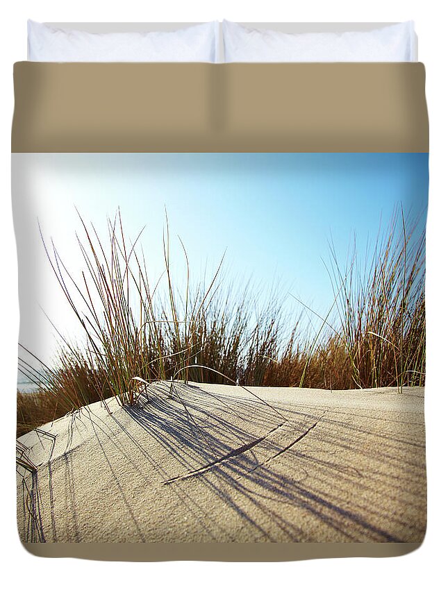 Tranquility Duvet Cover featuring the photograph Dune Grass On A Sand Dune At The Beach by Thomas Northcut