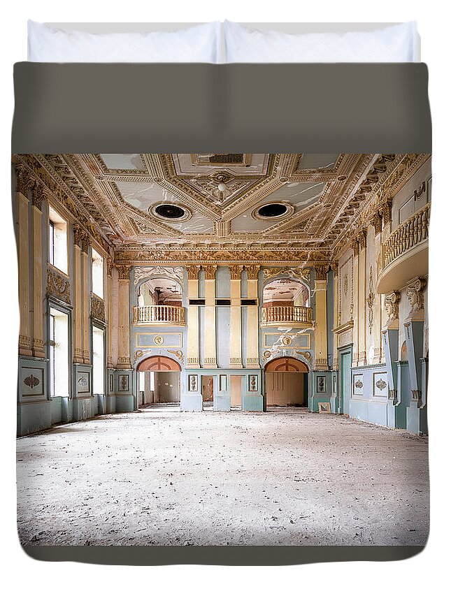 Urban Duvet Cover featuring the photograph Dusty Theatre in Decay by Roman Robroek