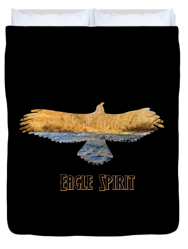 2d Duvet Cover featuring the photograph Eagle Spirt Text by Brian Wallace