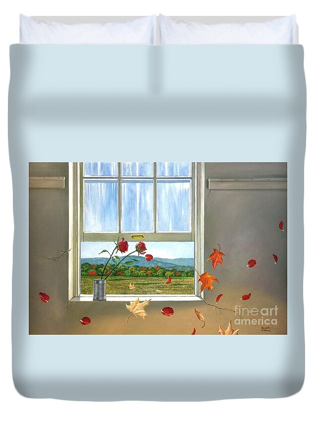 Rose Duvet Cover featuring the painting Early Autumn Breeze by Christopher Shellhammer