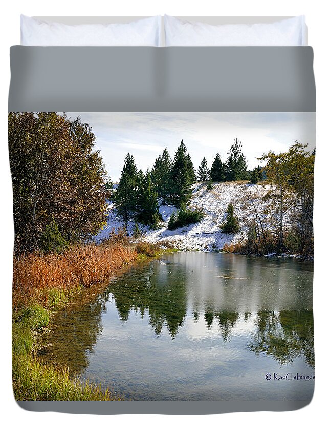 Pond Duvet Cover featuring the photograph Early Autumn Landscape by Kae Cheatham