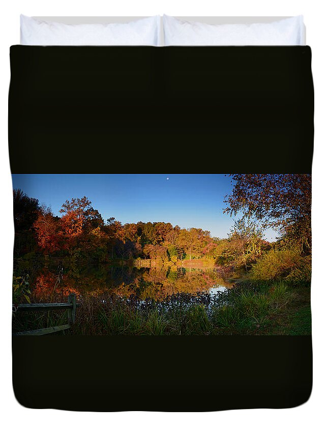Autumn Duvet Cover featuring the photograph Early Light In Autumn - Holmdel Park by Angie Tirado
