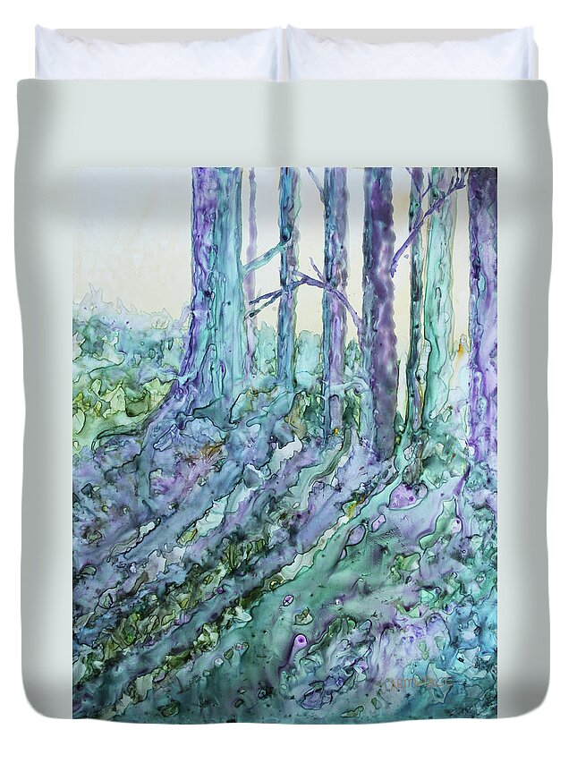 Woods Duvet Cover featuring the painting Early Spring by Jenny Armitage