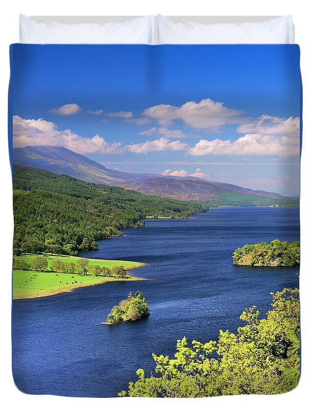 Tranquility Duvet Cover featuring the photograph Early Summer, Queens View , Loch by Kathy Collins