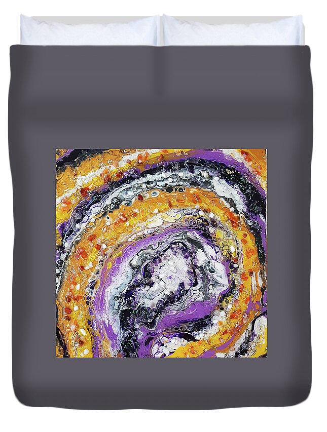 Acrylic Duvet Cover featuring the mixed media Earth Gems #18 w022 by Lori Sutherland