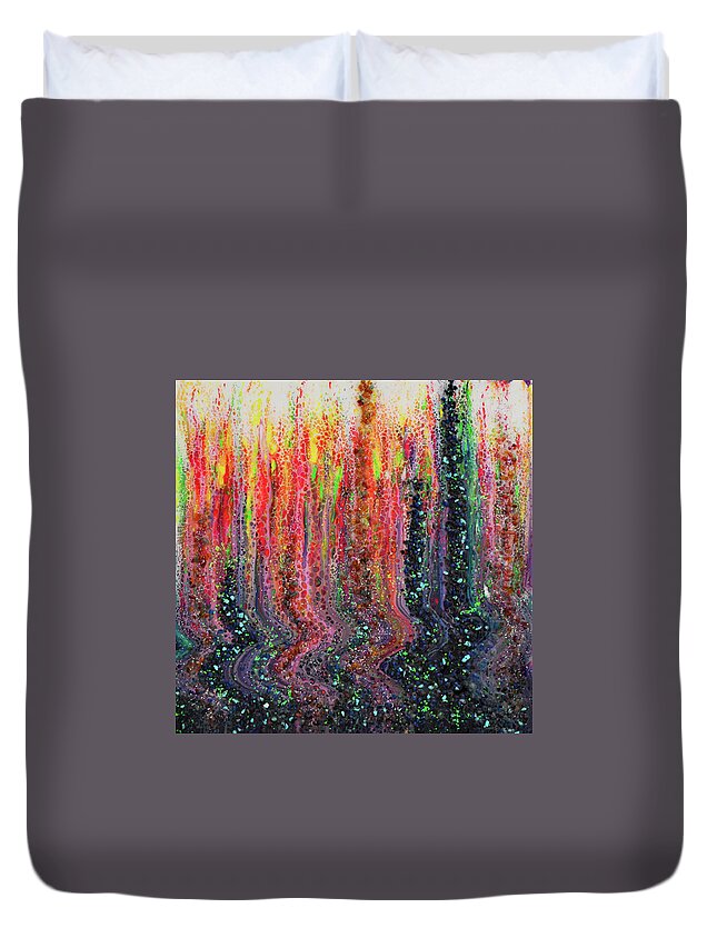 Mixed Media Duvet Cover featuring the mixed media Earth Gems #18W037 by Lori Sutherland
