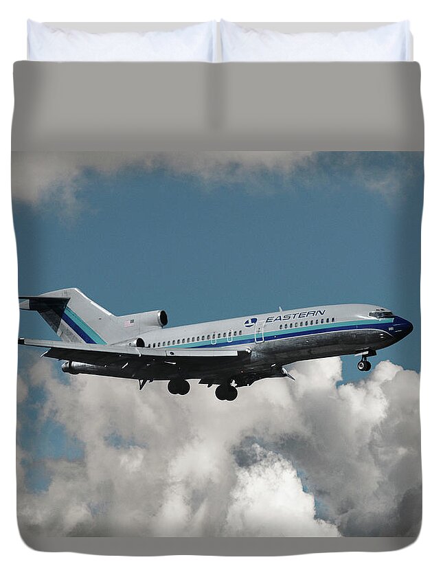 Eastern Airlines Duvet Cover featuring the photograph Eastern Airlines Boeing 727 Landing at Miami by Erik Simonsen